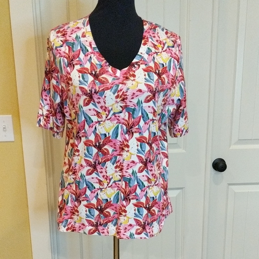 Chico's Floral V-Neck Top